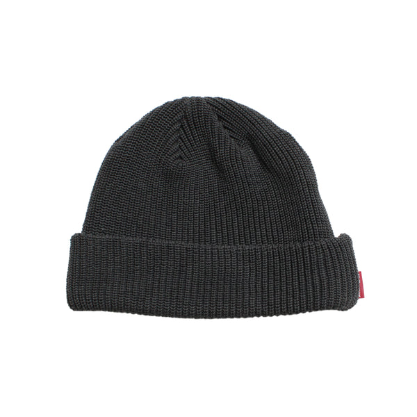 SOLID COTTON BEANIE - CHARCOAL GREEN