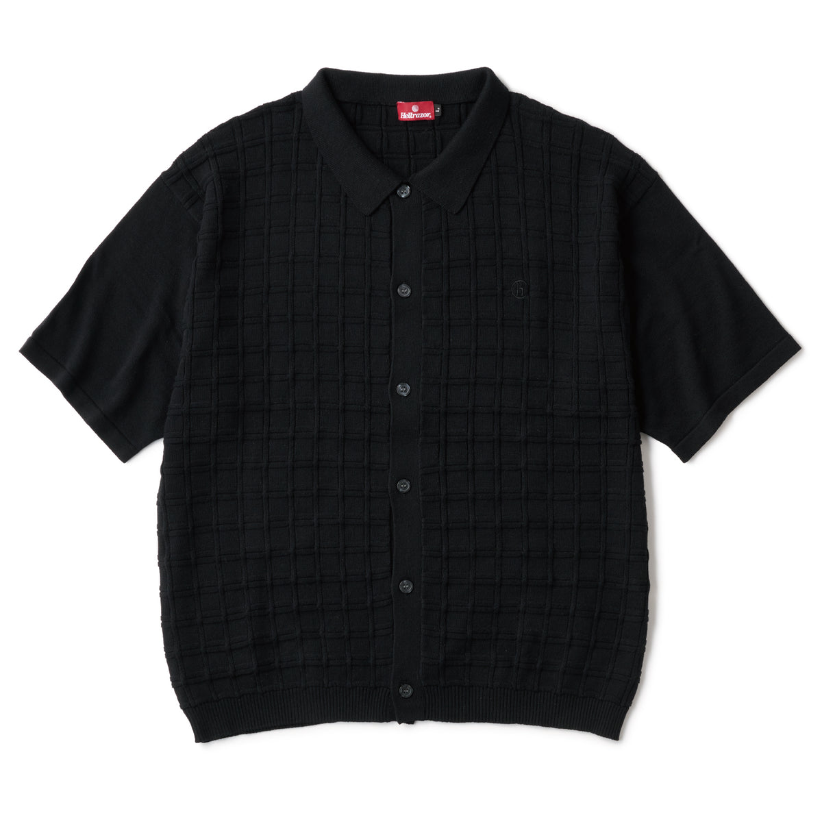 トップス Hellrazor SQUARE S/S BUTTON KNIT SQUARE S/S BUTTON KNIT - BLACK – Hellrazor Online