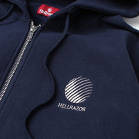 LOGO EMB FULL ZIP HOODIE - NAVY