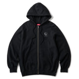 LOGO EMB FULL ZIP HOODIE - BLACK