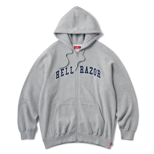 ARCH LOGO FULL ZIP HOODIE - HEATHER GREY