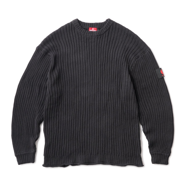 BIG RIB CREW KNIT - BLACK