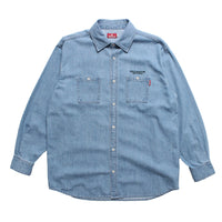 BLOCK LOGO DENIM SHIRT - INDIGO