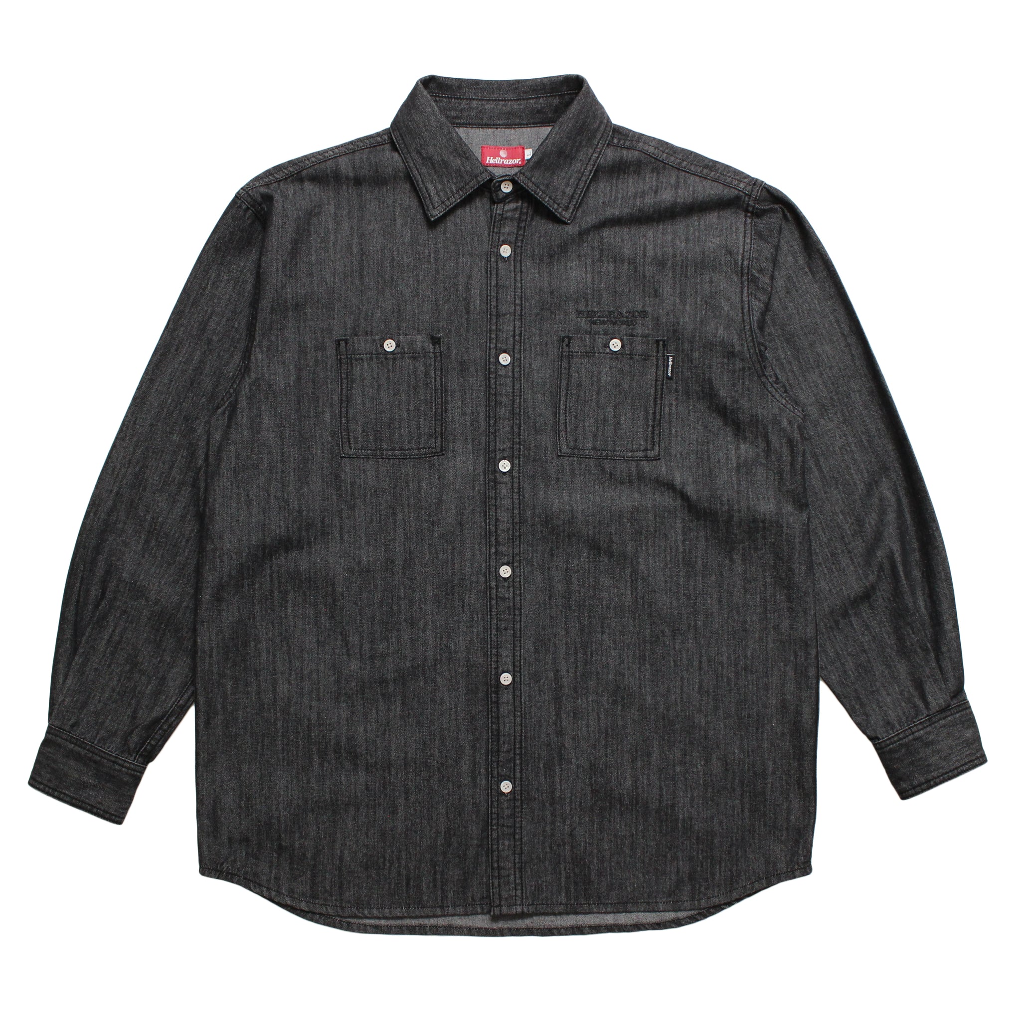 BLOCK LOGO DENIM SHIRT - BLACK – Hellrazor Online
