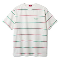 BLOCK LOGO PIN STRIPED SHIRT  - WHITE