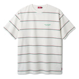 BLOCK LOGO PIN STRIPED SHIRT  - WHITE