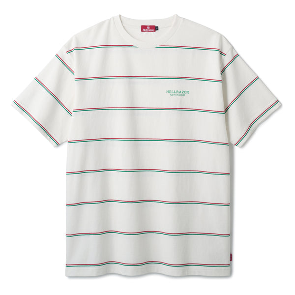 BLOCK LOGO PIN STRIPED SHIRT  - WHITE