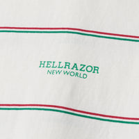 BLOCK LOGO PIN STRIPED SHIRT  - WHITE