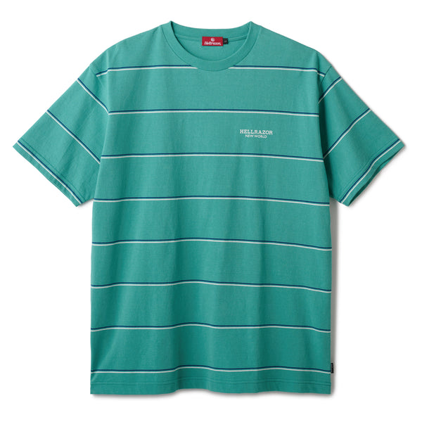 BLOCK LOGO PIN STRIPED SHIRT  - TEAL