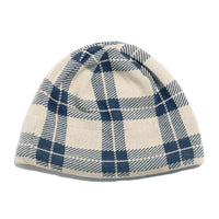 CHECK BEANIE - BEIGE/NAVY