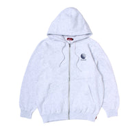 LOGO EMB FULL ZIP HOODIE - ASH GREY