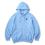 LOGO EMB PATCH FULL ZIP HOODIE - SKY BLUE
