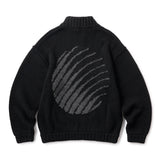 LOGO FULL ZIP KNIT - BLACK