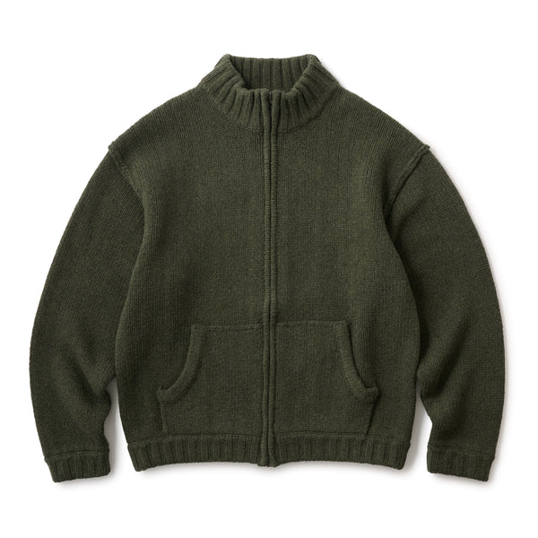 LOGO FULL ZIP KNIT - GREEN