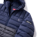 LOGO PULLOVER HOODED DOWN JACKET - NAVY/GREY