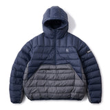 LOGO PULLOVER HOODED DOWN JACKET - NAVY/GREY