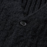 MOHAIR RIBKNIT CARDIGAN - BLACK