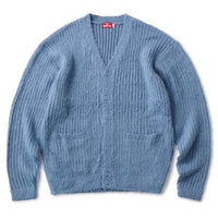 MOHAIR RIBKNIT CARDIGAN - JADE BLUE