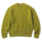 MOHAIR RIBKNIT CARDIGAN - MOS GREEN