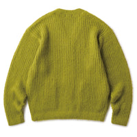 MOHAIR RIBKNIT CARDIGAN - MOS GREEN