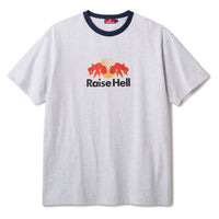 RAISE HELL RINGER SHIRT - ASH/NAVY