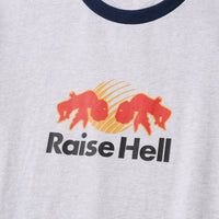 RAISE HELL RINGER SHIRT - ASH/NAVY