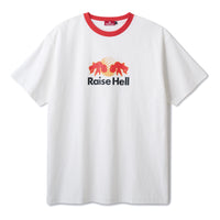 RAISE HELL RINGER SHIRT - WHITE/RED