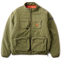 REVERSIBLE ARMY CARGO PUFF JACKET - ARMY GREEN