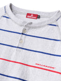 STRIPED HENLEY LS SHIRT - HEATHER GREY
