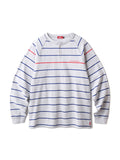 STRIPED HENLEY LS SHIRT - HEATHER GREY