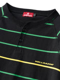 STRIPED HENLEY LS SHIRT - BLACK