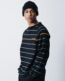 STRIPED HENLEY LS SHIRT - BLACK