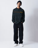 STRIPED HENLEY LS SHIRT - HEATHER GREY