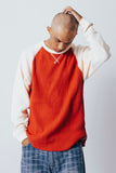WAFFLE LS SHIRT - NATURAL/DEEP RED