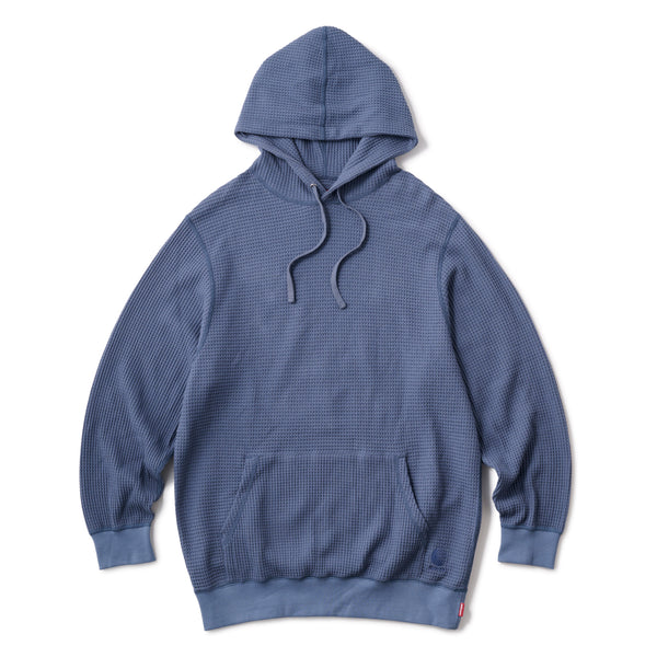 THERMAL PULL OVER HOODIE - GREY BLUE