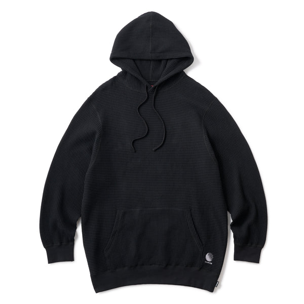 THERMAL PULL OVER HOODIE - BLACK