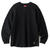 WAFFLE L/S RAGLAN SHIRT - BLACK