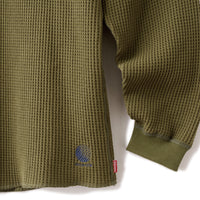 WAFFLE L/S RAGLAN SHIRT - OLIVE