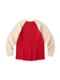 WAFFLE LS SHIRT - NATURAL/DEEP RED