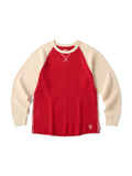 WAFFLE LS SHIRT - NATURAL/DEEP RED