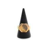 LOGO RING with ONYX - BRASS GOLD PLATED