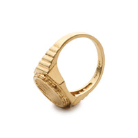 LOGO RING with ONYX - BRASS GOLD PLATED