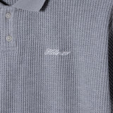 SCRIPT LOGO WAFFLE POLO SHIRT - GREY