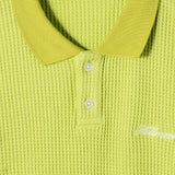 SCRIPT LOGO WAFFLE POLO SHIRT - LIME GREEN