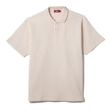 SCRIPT LOGO WAFFLE POLO SHIRT - NATURAL