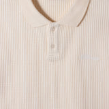 SCRIPT LOGO WAFFLE POLO SHIRT - NATURAL