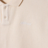 SCRIPT LOGO WAFFLE POLO SHIRT - NATURAL