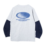 TAKE CARE LAYERED LS SHIRT - ASH GREY/NAVY