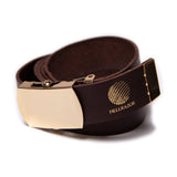 LOGO LEATHER BELT with BOX - BROWN
