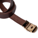LOGO LEATHER BELT with BOX - BROWN